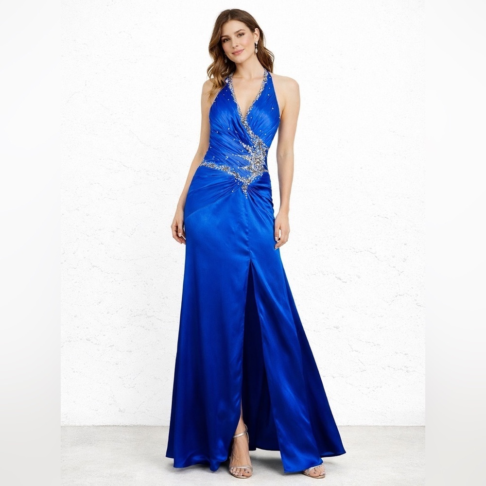 [Mori Lee] Blue Embellished Formal Dress